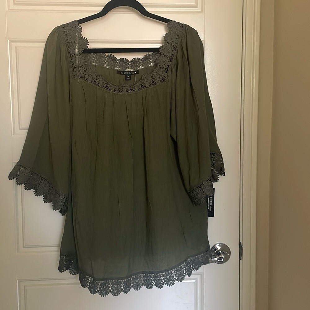 Zac & Rachel Flowy Blouse- Green